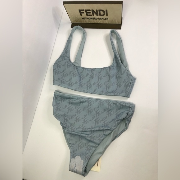 💯 - New Authentic Fendi Brush Logo Reversible Two-Piece Swimsuit - Picture 11 of 14